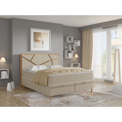 Verhoiltu sänky patjoilla ja säilytystilalla NAOMI 140x200 cm beige