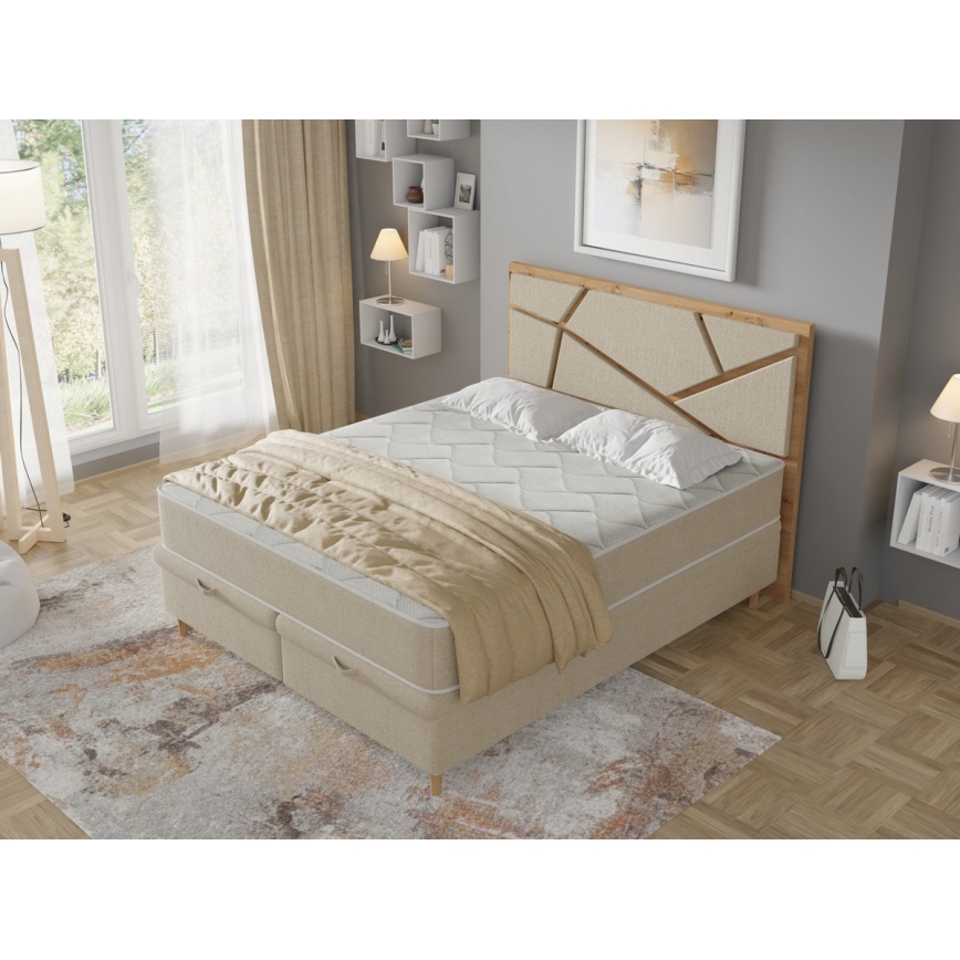 Verhoiltu sänky patjoilla ja säilytystilalla NAOMI 140x200 cm beige