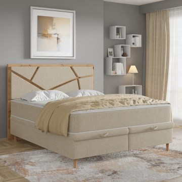 Verhoiltu sänky NAOMI 180x200 cm patjoilla ja säilytystilalla, beige
