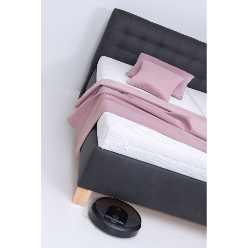 Verhoiltu sänky patjalla ja säilytystilalla VIOLET 180x200 cm antrasiitti