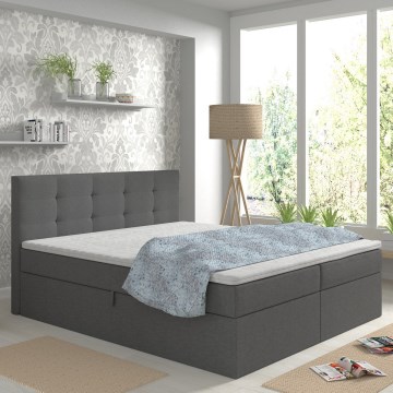 Verhoiltu sänky patjoilla ja toppauksella, säilytystilalla EMBER 160x200 cm antrasiitti