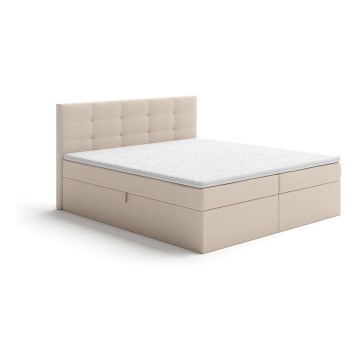 Verhoiltu sänky patjoilla ja toppauksella, säilytystilalla EMBER 180x200 cm beige