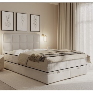 Verhoiltu sänky patjoineen ja säilytystilalla GRACE 160x200 cm beige