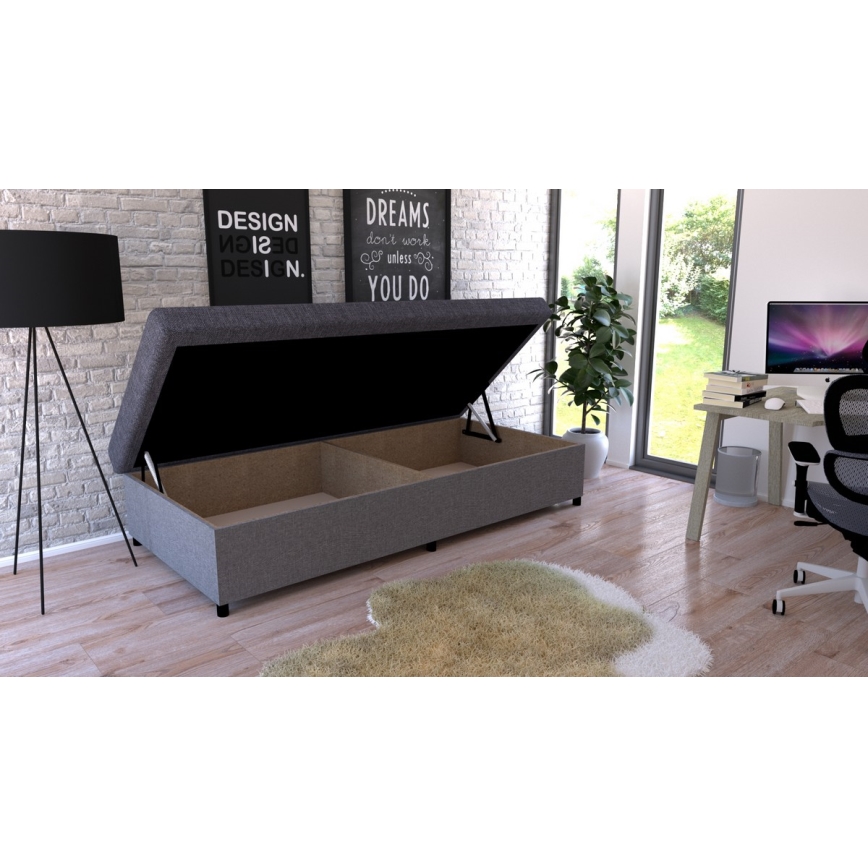 Verhoiltu sänky säilytystilalla CORY 80x200 harmaa