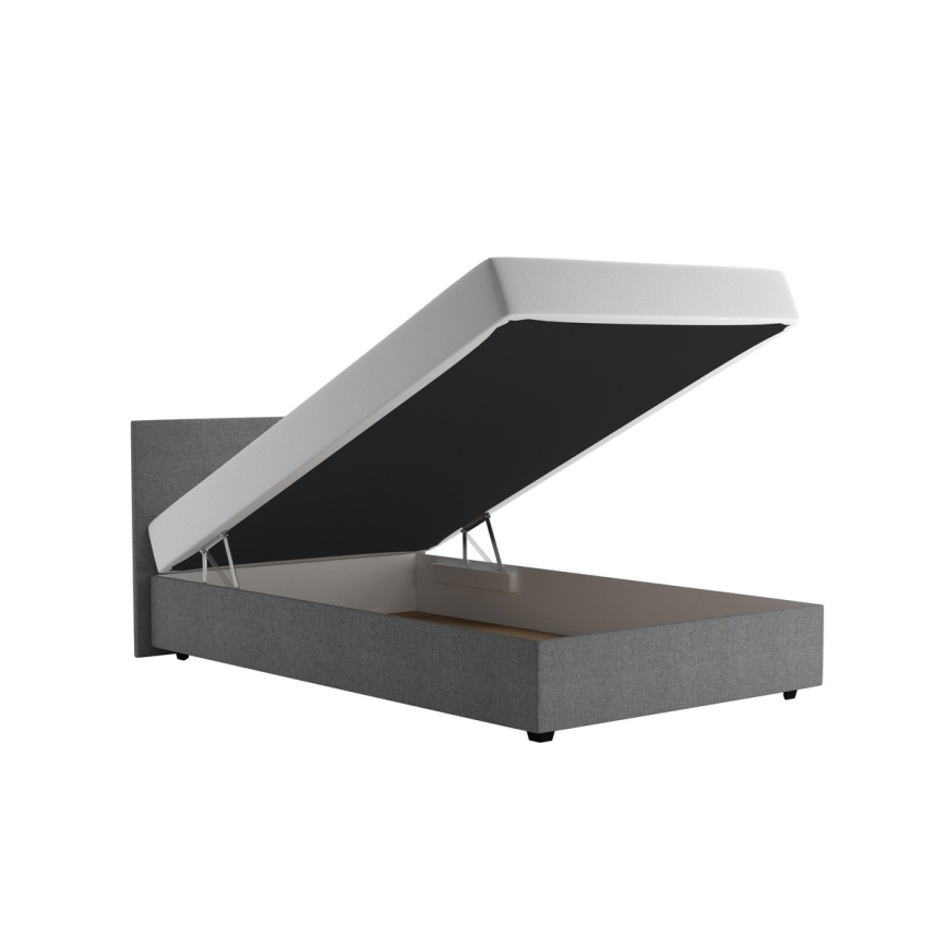 Verhoiltu sänky säilytystilalla ja patjalla DARIA 120 x 200 cm, harmaa