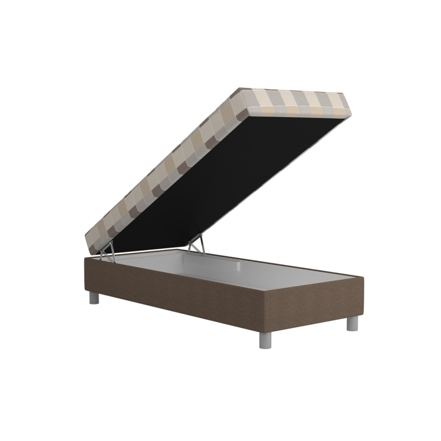 Verhoiltu sänky säilytystilalla ja patjalla GEORGE 90x200 cm ruskea