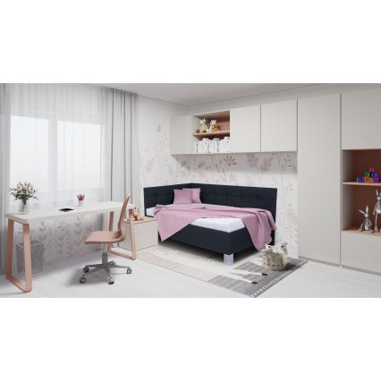 Verhoiltu vuode MARIA PETITE 120x200 cm, säilytystilalla, ilman patjaa, antrasiitti