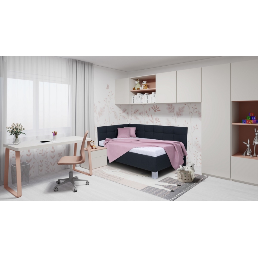Verhoiltu vuode MARIA PETITE 120x200 cm, säilytystilalla, ilman patjaa, antrasiitti