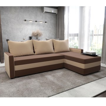 Verhoiltu universaali kulmasohva L-mallinen BRISTOL ruskea/beige