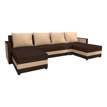 Verhoiltu universaali U-muotoinen kulmasohva BRISTOL ruskea/beige