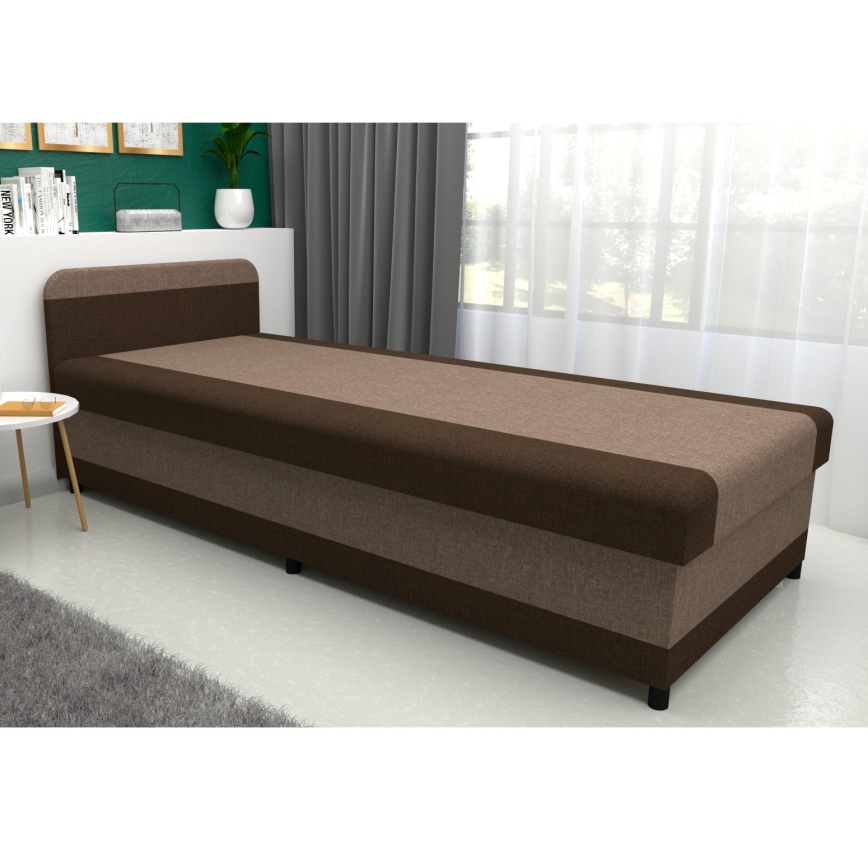 Verhoiltu vuodesohva säilytystilalla TALI 80x202 ruskea/beige