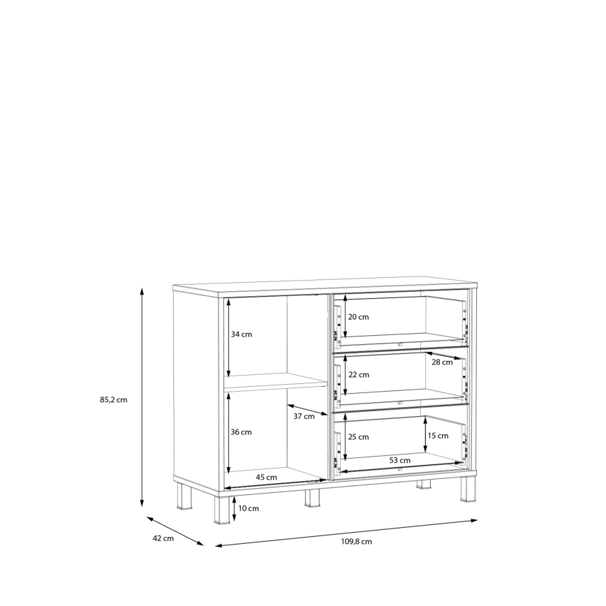 Vetolaatikollinen lipasto OREN, ruskea/musta