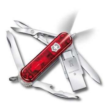 Victorinox - Monitoiminen taskuveitsi flash-asemalla 6 cm/11 toimintoa punainen