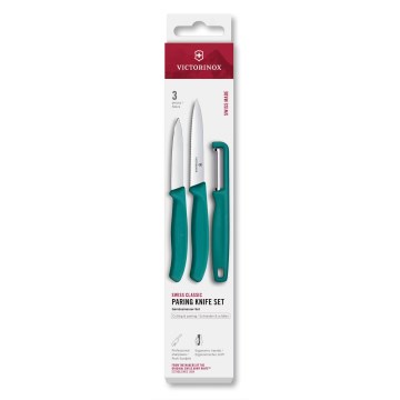 Victorinox - SWISS CLASSIC 3-osainen keittiöveitsisarja kuorimaveitsellä, turkoosi