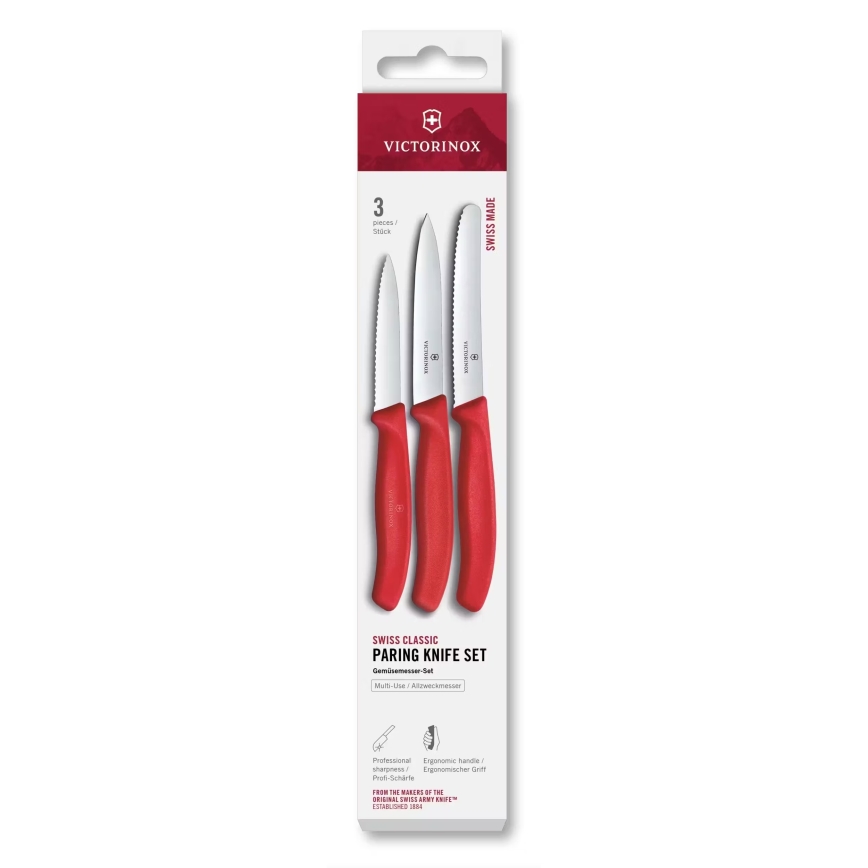 Victorinox - SWISS CLASSIC 3-osainen vihannesveitsisarja, punainen