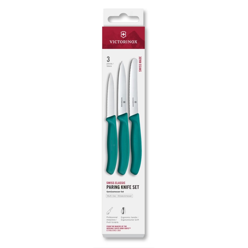 Victorinox - SWISS CLASSIC 3-osainen vihannesveitsisetti, turkoosi