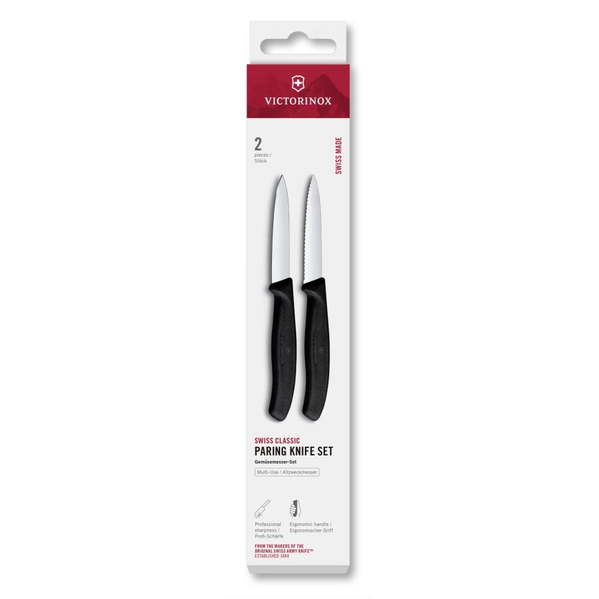 Victorinox - SWISS CLASSIC 8 cm vihannesveitsisetti, 2 kpl, musta