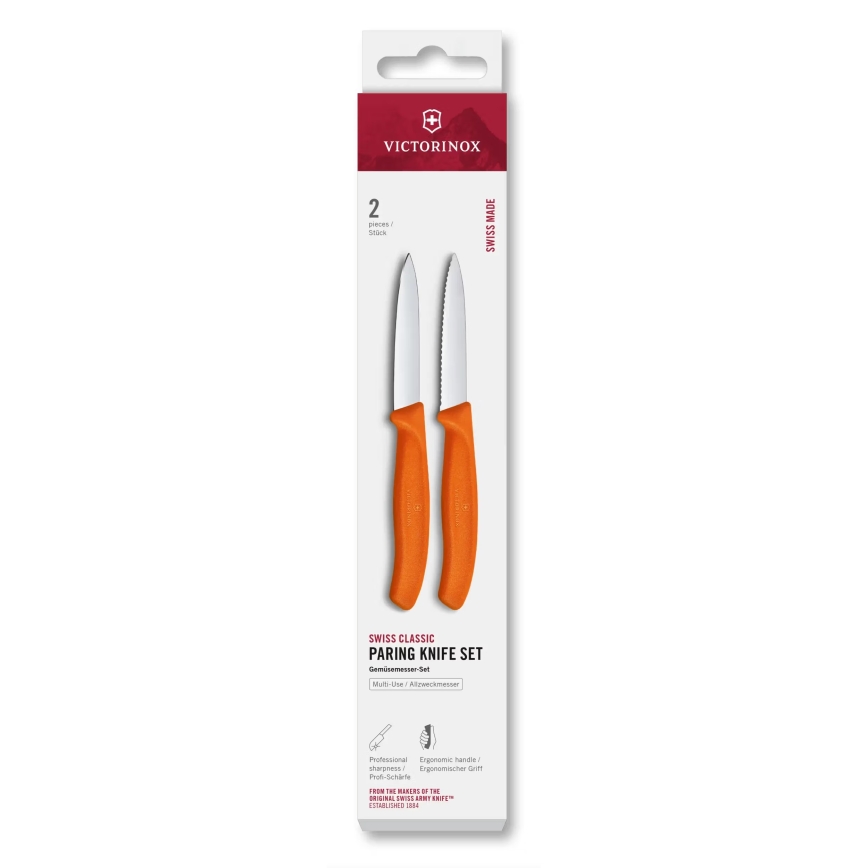 Victorinox - SWISS CLASSIC 8 cm vihannesveitsisetti, 2 kpl, oranssi