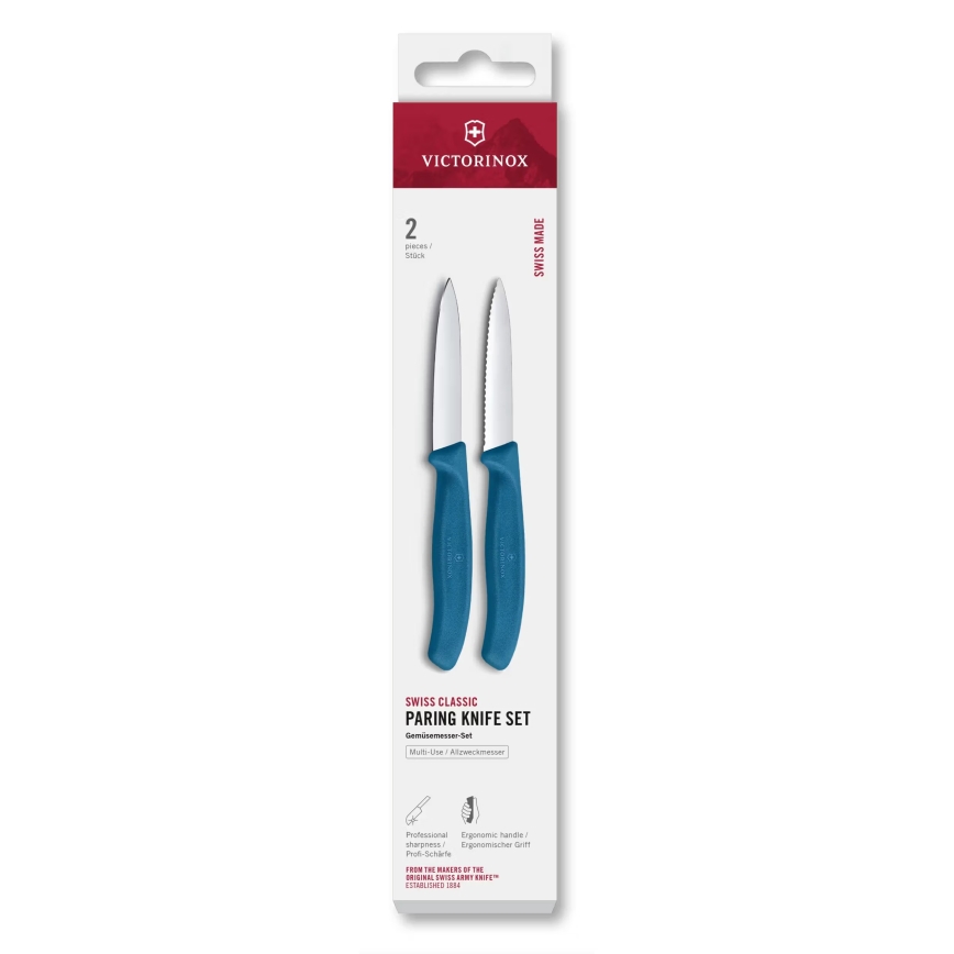 Victorinox - SWISS CLASSIC 8 cm vihannesveitsisetti, 2 kpl, sininen
