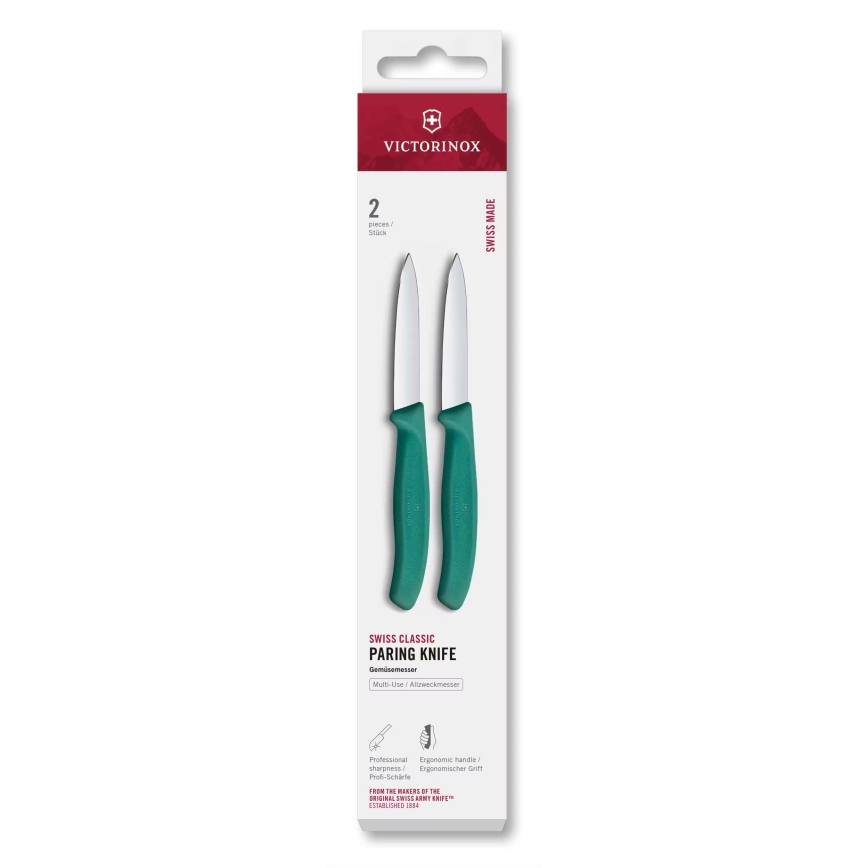 Victorinox - SWISS CLASSIC 8 cm vihannesveitsisetti, 2 kpl, turkoosi