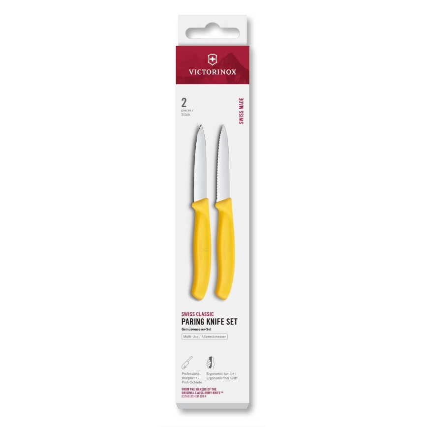 Victorinox - SWISS CLASSIC kasvisveitsisetti, 8 cm, 2 kpl, keltainen