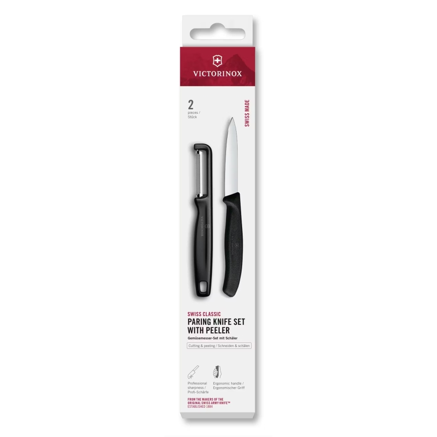 Victorinox - SWISS CLASSIC keittiöveitsisetti ja kuorija, musta