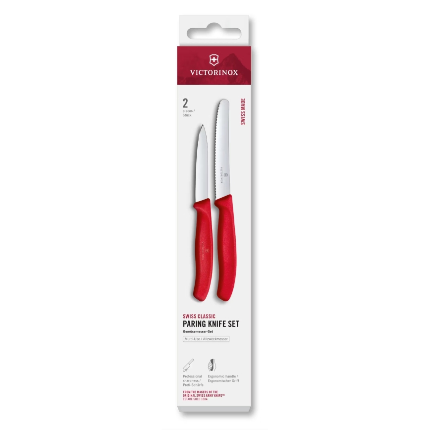 Victorinox - SWISS CLASSIC vihannesveitsisarja, 2 kpl, punainen