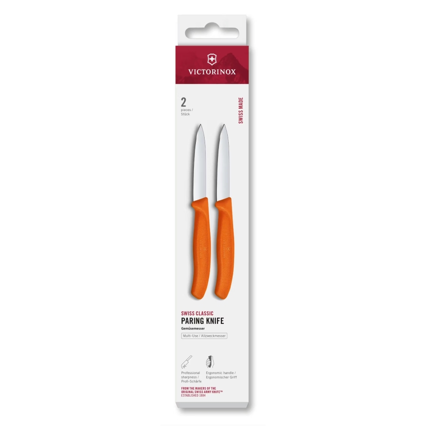 Victorinox - SWISS CLASSIC vihannesveitsisarja, 8 cm, 2 kpl, oranssi