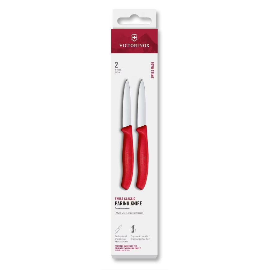 Victorinox - SWISS CLASSIC vihannesveitsisarja 8 cm, 2 kpl, punainen