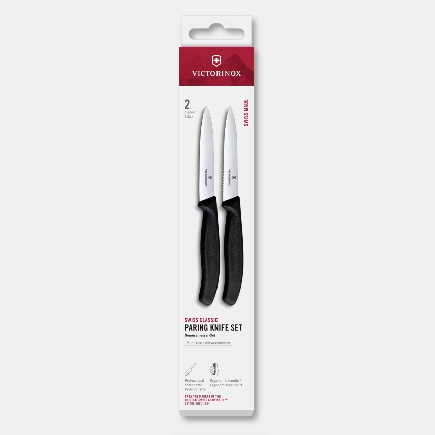 Victorinox - SWISS CLASSIC vihannesveitsisetti 10 cm, 2 kpl, musta