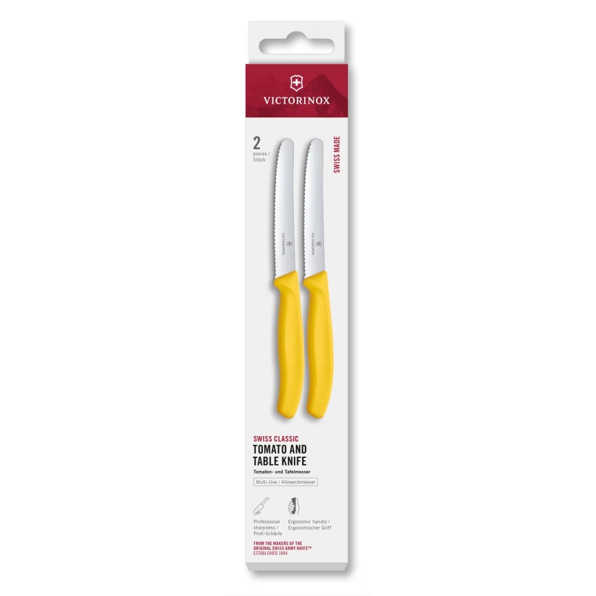 Victorinox - SWISS CLASSIC vihannesveitsisetti 11 cm, 2 kpl, keltainen
