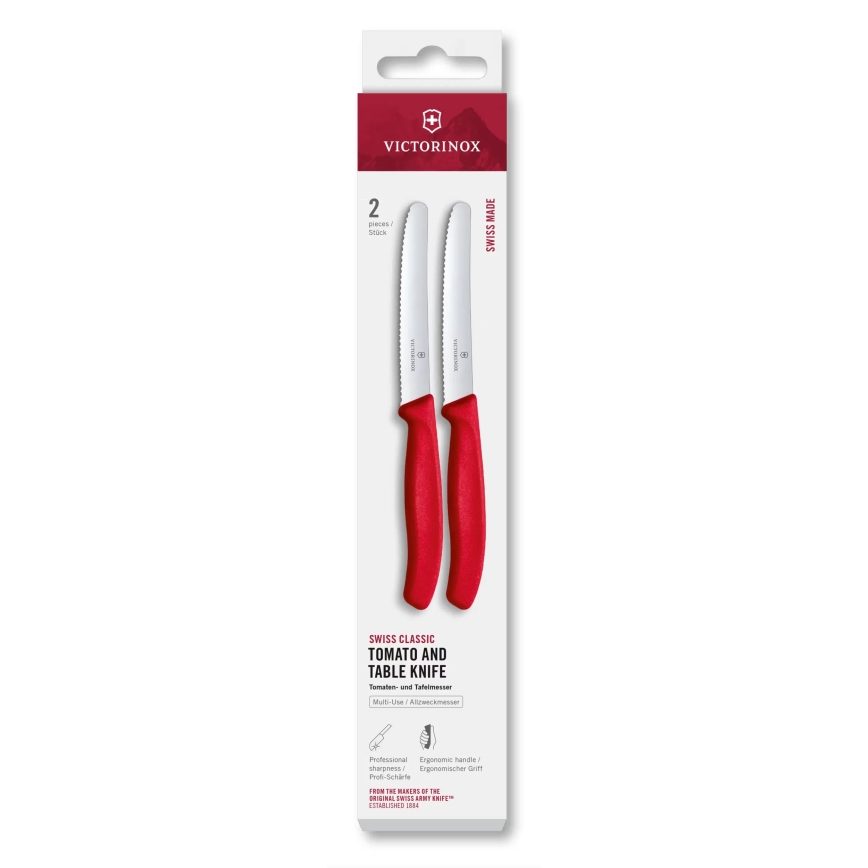 Victorinox - SWISS CLASSIC vihannesveitsisetti 11 cm, 2 kpl, punainen