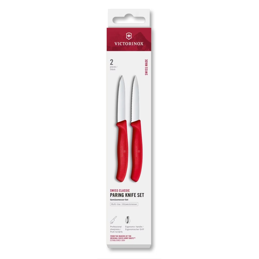 Victorinox - SWISS CLASSIC vihannesveitsisetti 8 cm, 2 kpl, punainen