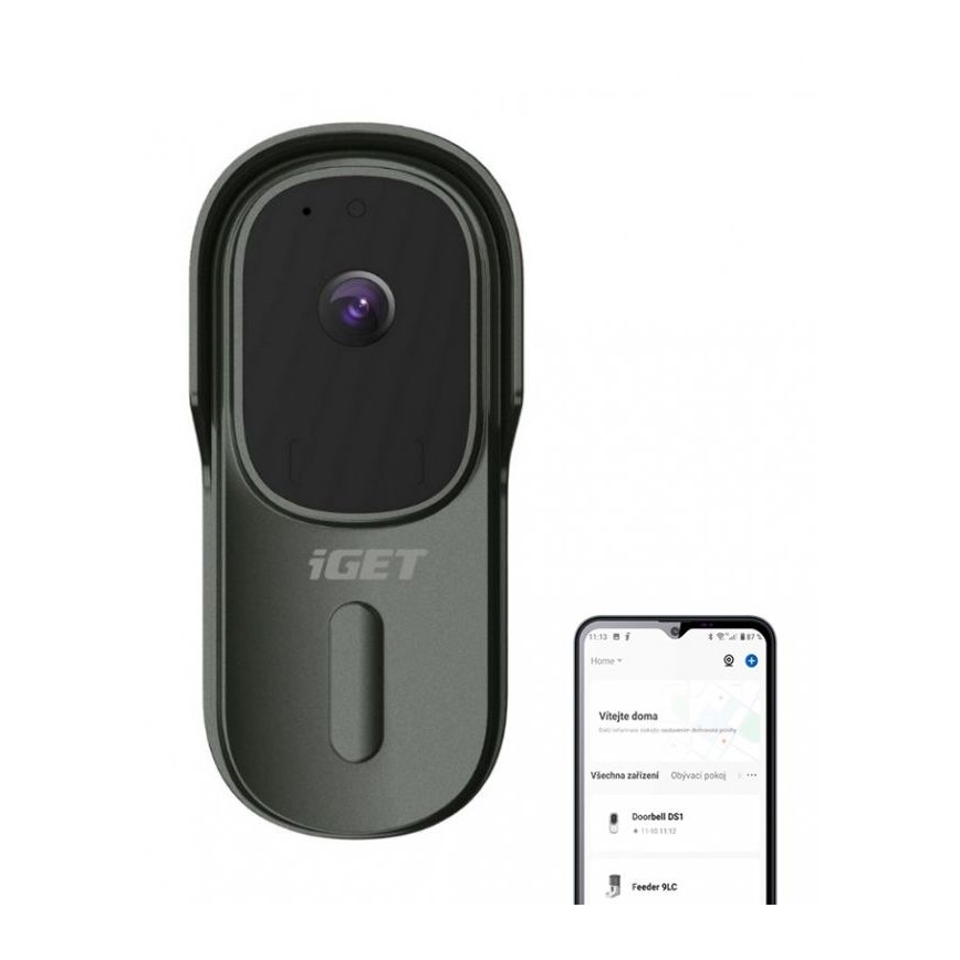 Video ovikello liiketunnistimella Full HD 1080p 5200 mAh IP65 Wi-Fi antrasiitti