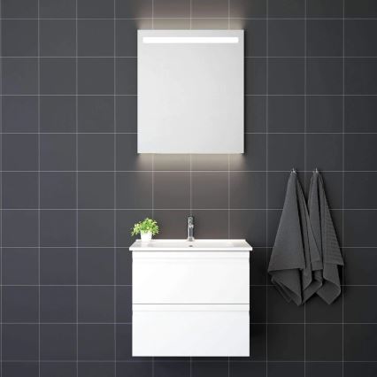 VIGO-kylpyhuonekaappi pesualtaalla + LED-seinäpeili taustavalolla LED/10W/230V IP44 valkoinen