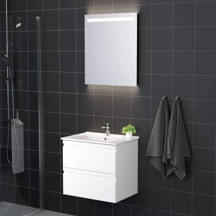 VIGO-kylpyhuonekaappi pesualtaalla + LED-seinäpeili taustavalolla LED/10W/230V IP44 valkoinen
