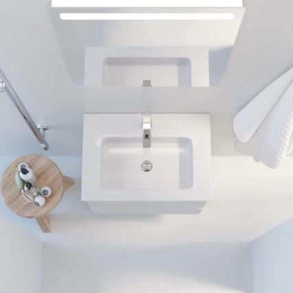 VIGO-kylpyhuonekaappi pesualtaalla + LED-seinäpeili taustavalolla LED/10W/230V IP44 valkoinen