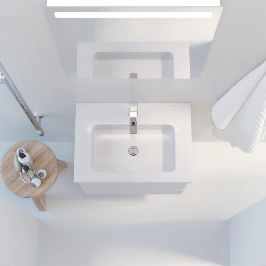 VIGO-kylpyhuonekaappi pesualtaalla + LED-seinäpeili taustavalolla LED/10W/230V IP44 valkoinen