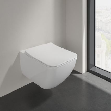 Villeroy & Boch 4611RSR1 - Seinään kiinnitettävä WC-istuin, pehmeästi sulkeutuva SoftClose-kansi, VENTICELLO, keramiikka/valkoinen