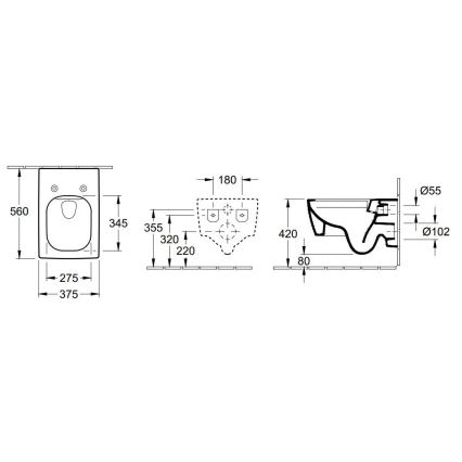Villeroy & Boch 4633R001 - MEMENTO seinään asennettava WC-istuin, keraaminen/valkoinen