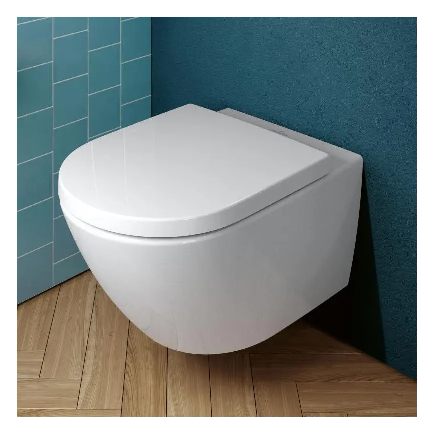 Villeroy & Boch 4670TSR1 - Seinään asennettava WC-istuin SoftClose-kannella SUBWAY 3.0 keramiikka/valkoinen