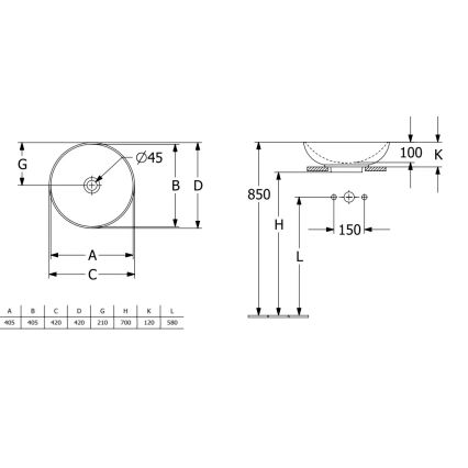 Villeroy & Boch 4A460001 - LOOP&FRIENDS tason päälle asennettava pesuallas halkaisija 42 cm keramiikka/valkoinen