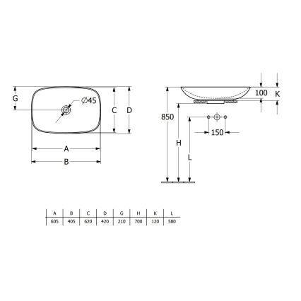 Villeroy & Boch 4A500001 - LOOP&FRIENDS tasolle asetettava pesuallas 62x42 cm keramiikka/valkoinen