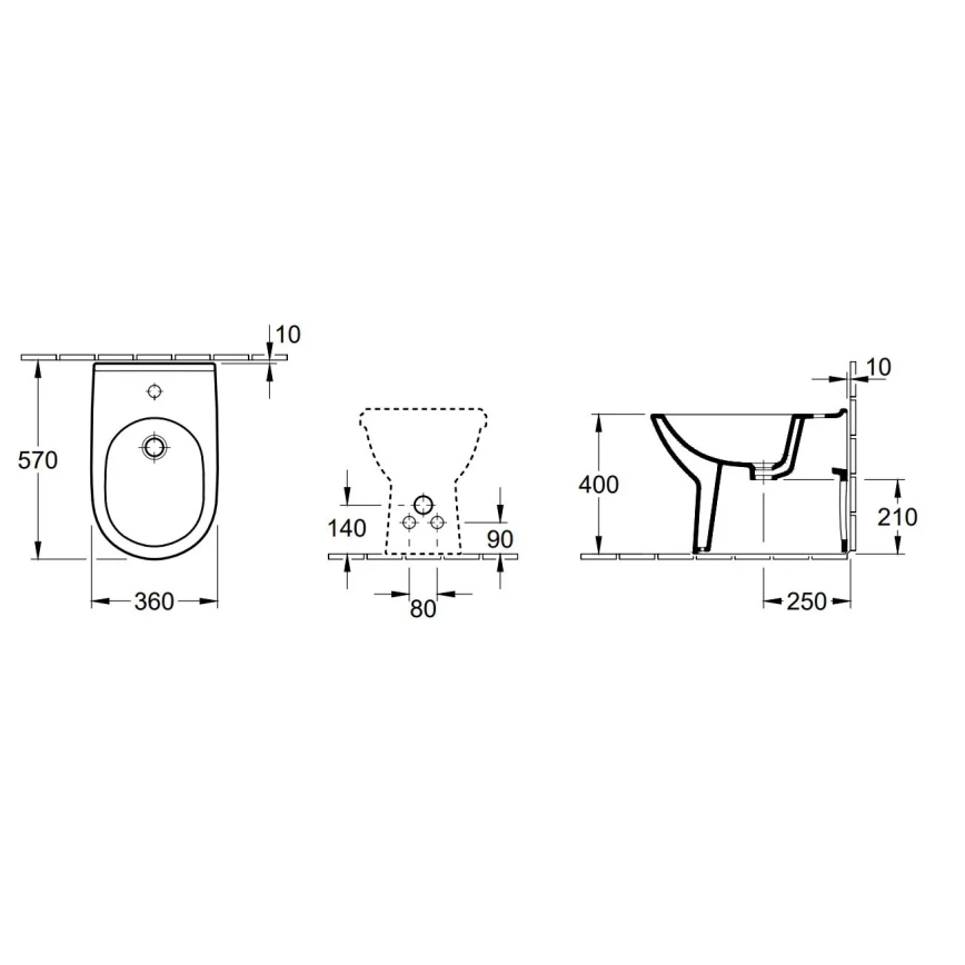 Villeroy & Boch 54610001 - Lattiabidee O.NOVO 57x36 cm keramiikka/valkoinen