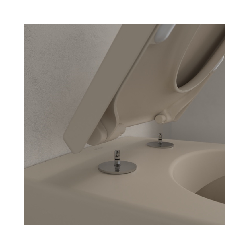Villeroy & Boch 5614R0AM - Seinään asennettava WC-istuin SUBWAY 2.0 keramiikka/beige