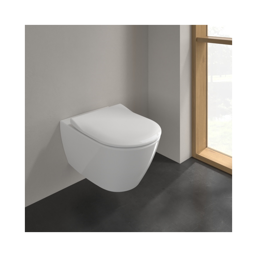 Villeroy & Boch 5614R201 - Seinään asennettava WC-istuin SoftClose-istuinkannella SUBWAY 2.0 keraaminen/valkoinen