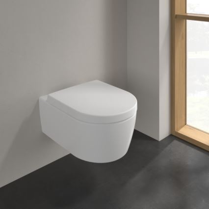 Villeroy & Boch 5656HRRW - Seinään ripustettava WC-istuin SoftClose-istuinkannella AVENTO keramiikka/valkoinen