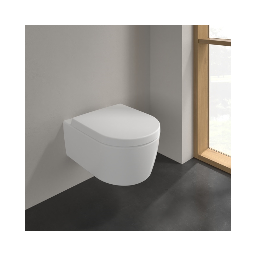 Villeroy & Boch 5656HRRW - Seinään ripustettava WC-istuin SoftClose-istuinkannella AVENTO keramiikka/valkoinen