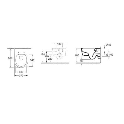 Villeroy & Boch 5656RSR1 - Seinään kiinnitettävä WC-istuin SoftClose AVENTO -istuimella, keramiikka/valkoinen