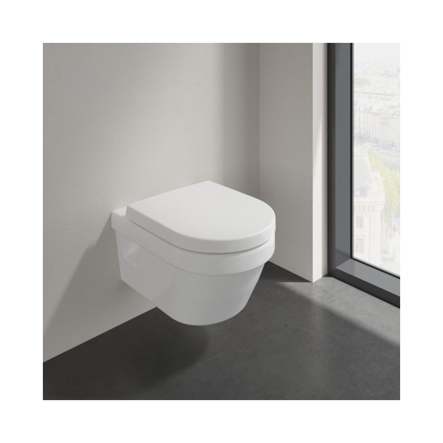 Villeroy & Boch 5684HR01 - Seinään asennettava WC-istuin SoftClose-istuinkannella ARCHITECTURA keramiikka/valkoinen
